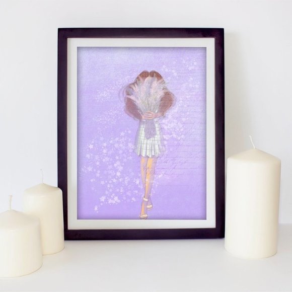 Vintage artwork girl with flowers‎ - Picture 1 of 5
